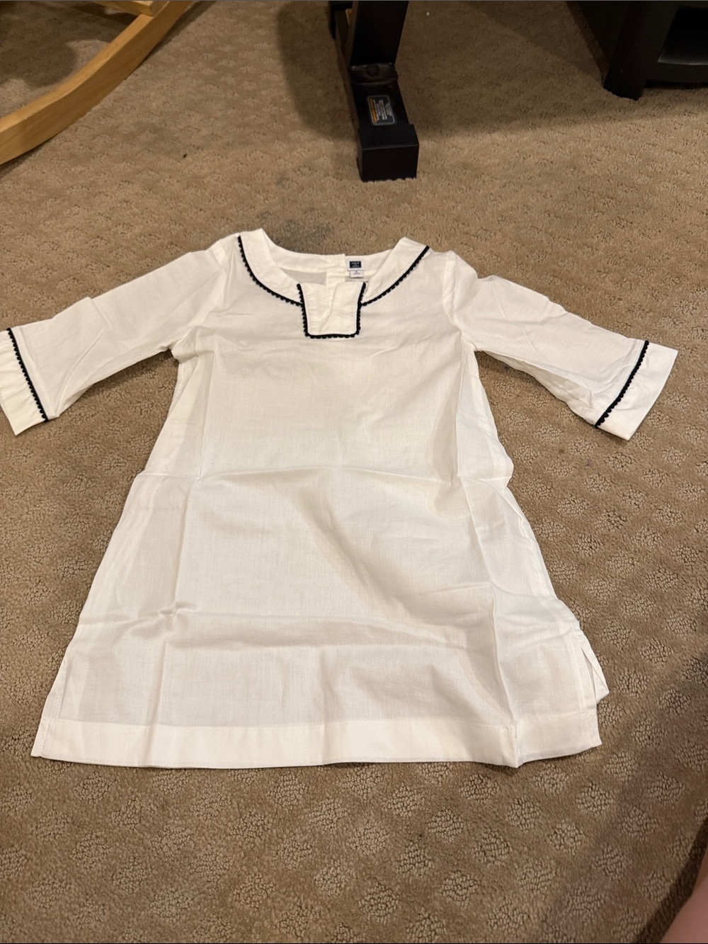 Janie and Jack White Dress with Navy Trim